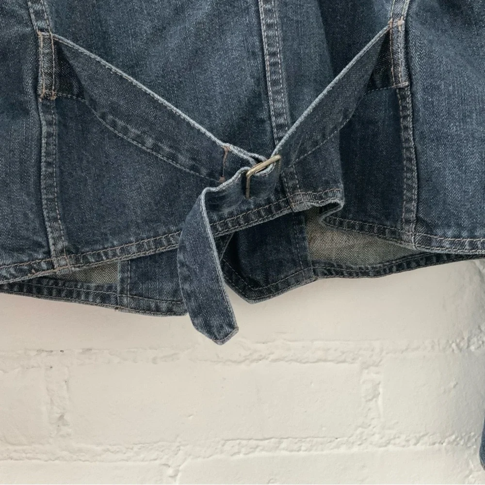 Vintage Chaps Womens Jean Jacket Dark Blue Denim Blazer Jacket Fitted Minimalist - Picture 12 of 14